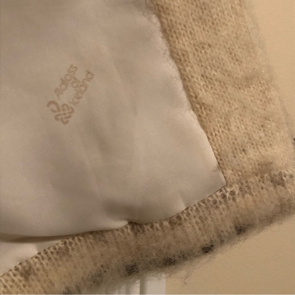 ALAFOSS ICEWOOL Ivory & Brown Virgin Wool Full-Zip Belted Sweater Coat-  Sz S - Picture 4 of 10